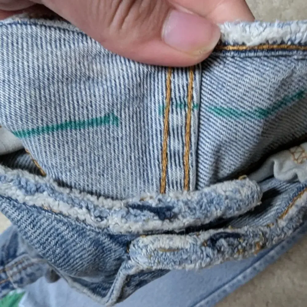 Hand Painted Vintage Levi's 501-Z Straight Leg Strawberry Checkerboard Jeans 28